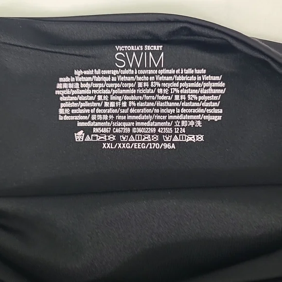NWT Victorias Secret Black High Waist Full Coverage Swim Bikini Bottom Sz XXL - Picture 4 of 6